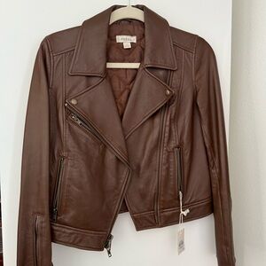 Like New with Tags! Fossil Leather Motorcycle Jacket Espresso